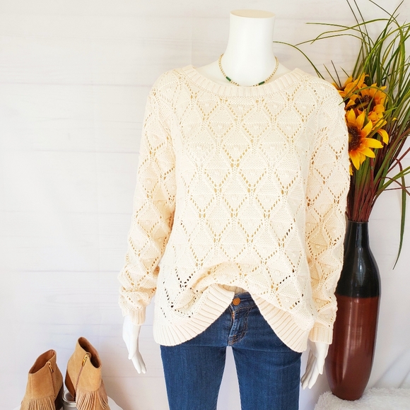 Tommy Hilfiger Sweaters - Tommy Hilfiger cotton crochet knit pullover sweatr